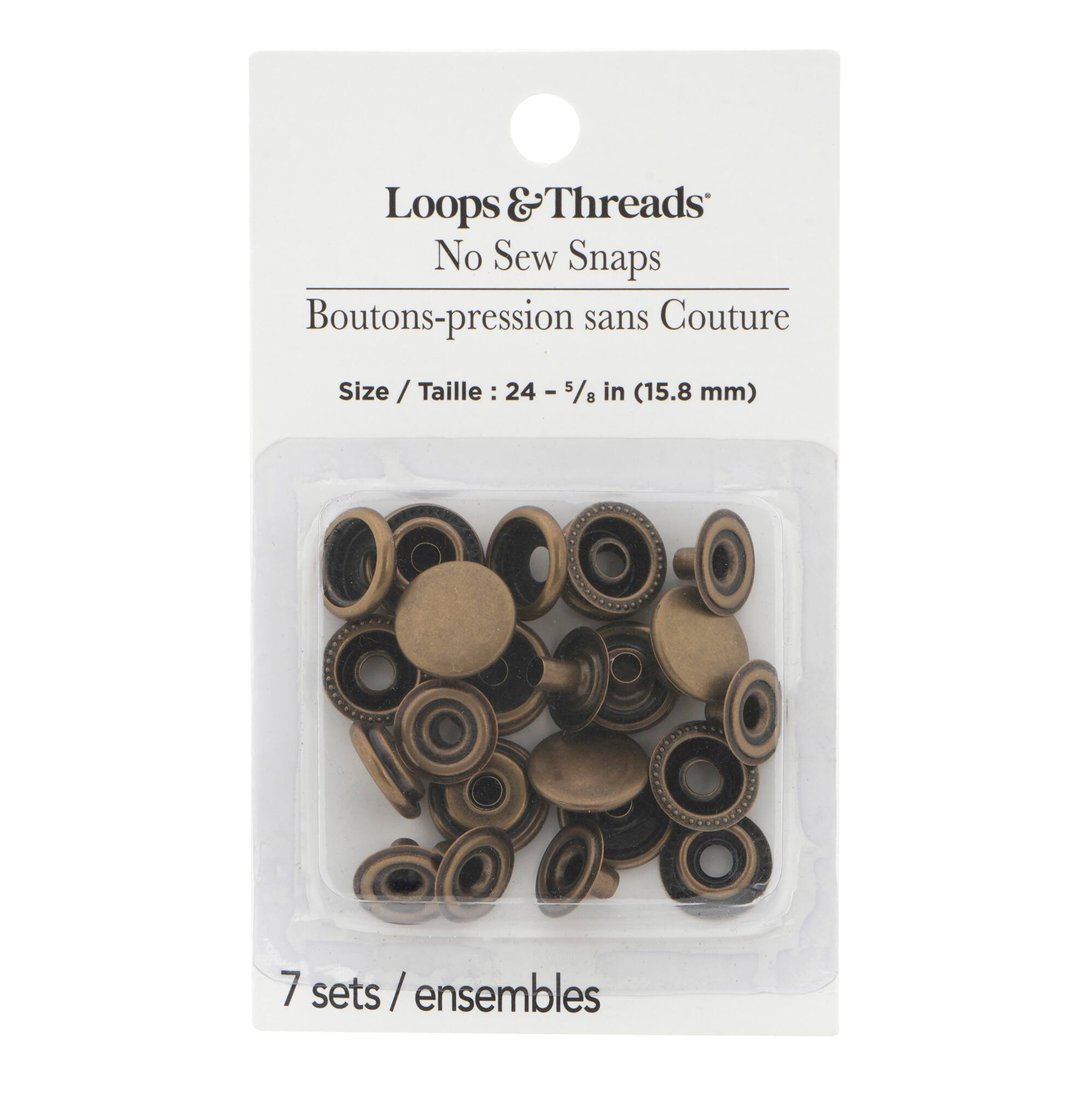 6 Packs: 7 ct. (42 total) 5/8" Antique Brass No Sew Snaps by Loops & Threads®